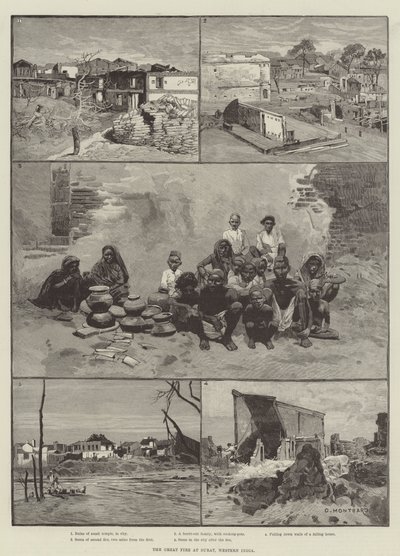 The Great Fire at Surat, Western India by Charles Auguste Loye